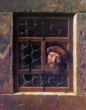 塞繆爾 凡 霍赫斯特拉滕 A Man Looking Through a Window